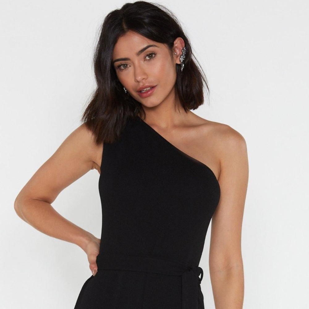 NWT Nasty Gal one shoulder belted jumpsuit